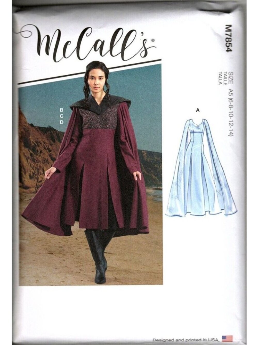 McCalls M7854 6 to 14 Costume Dress Cloak Cosplay Steampunk Uncut Sewing Pattern